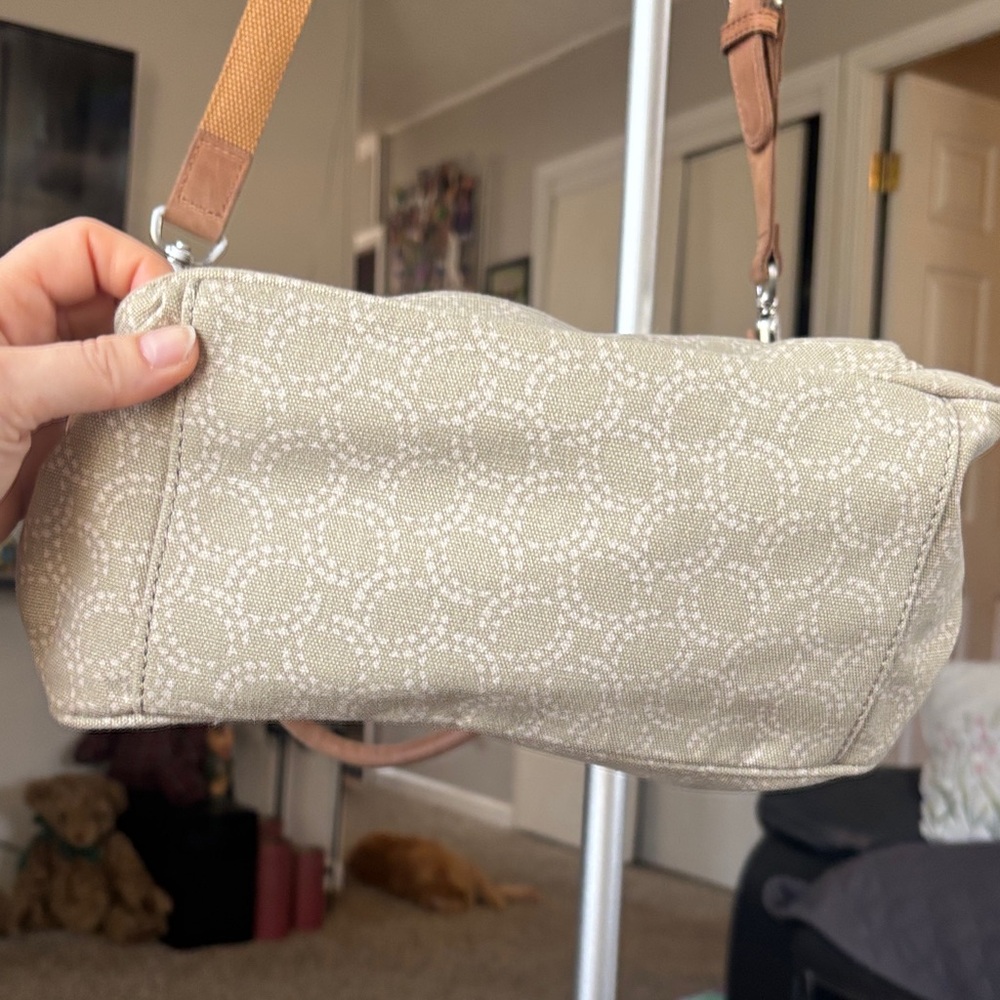 L.L.Bean Stylish Cream Handbag/ Tote  with Tan Accents - Picture 6 of 15